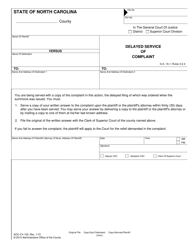 Form AOC-CV-103 Delayed Service of Complaint - North Carolina