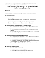 Document preview: Attachment 2 Herd/Premises Plan Summary for Mitigating Novel Swine Enteric Coronavirus