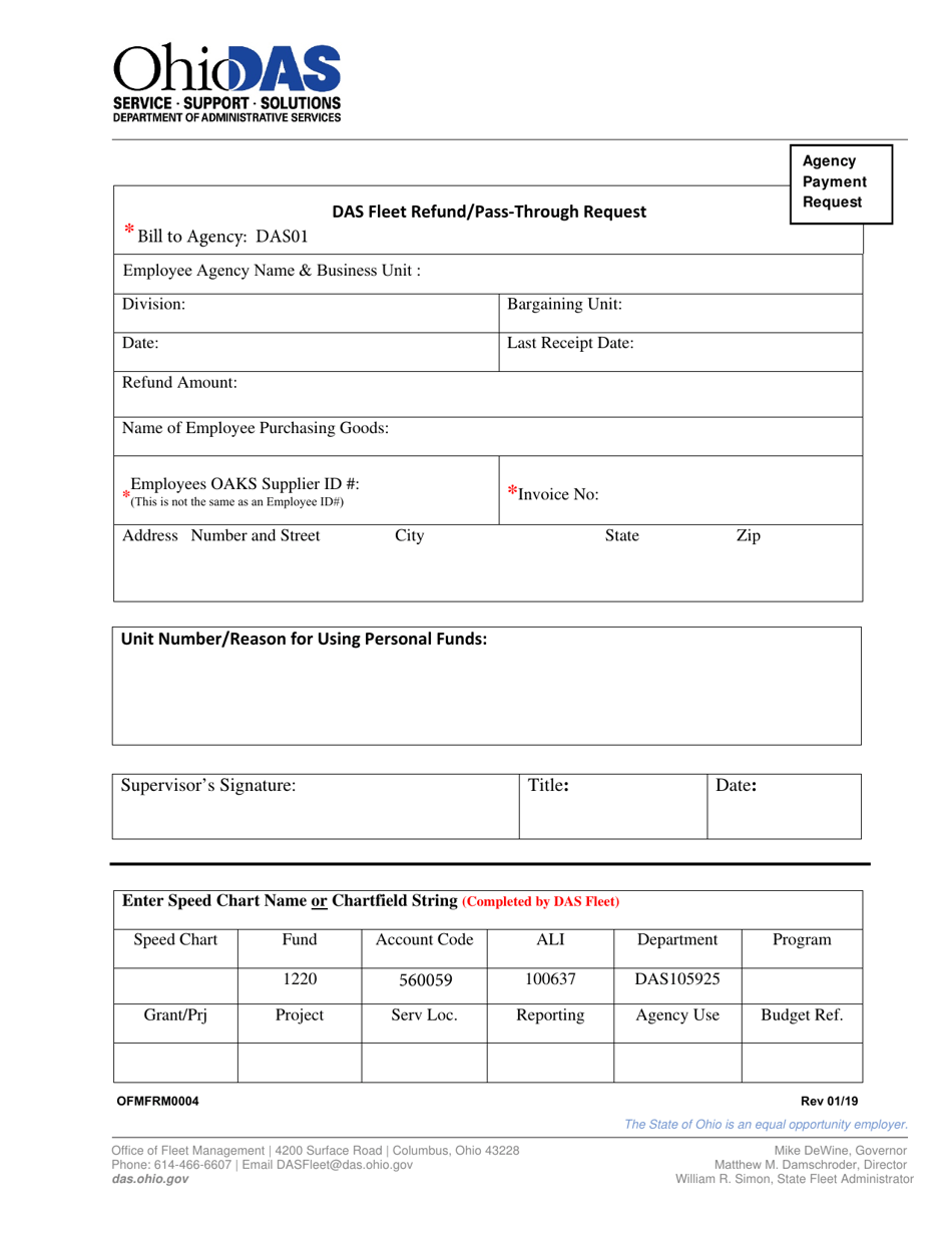 Form OFMFRM0004 Das Fleet Refund / Pass-Through Request - Ohio, Page 2
