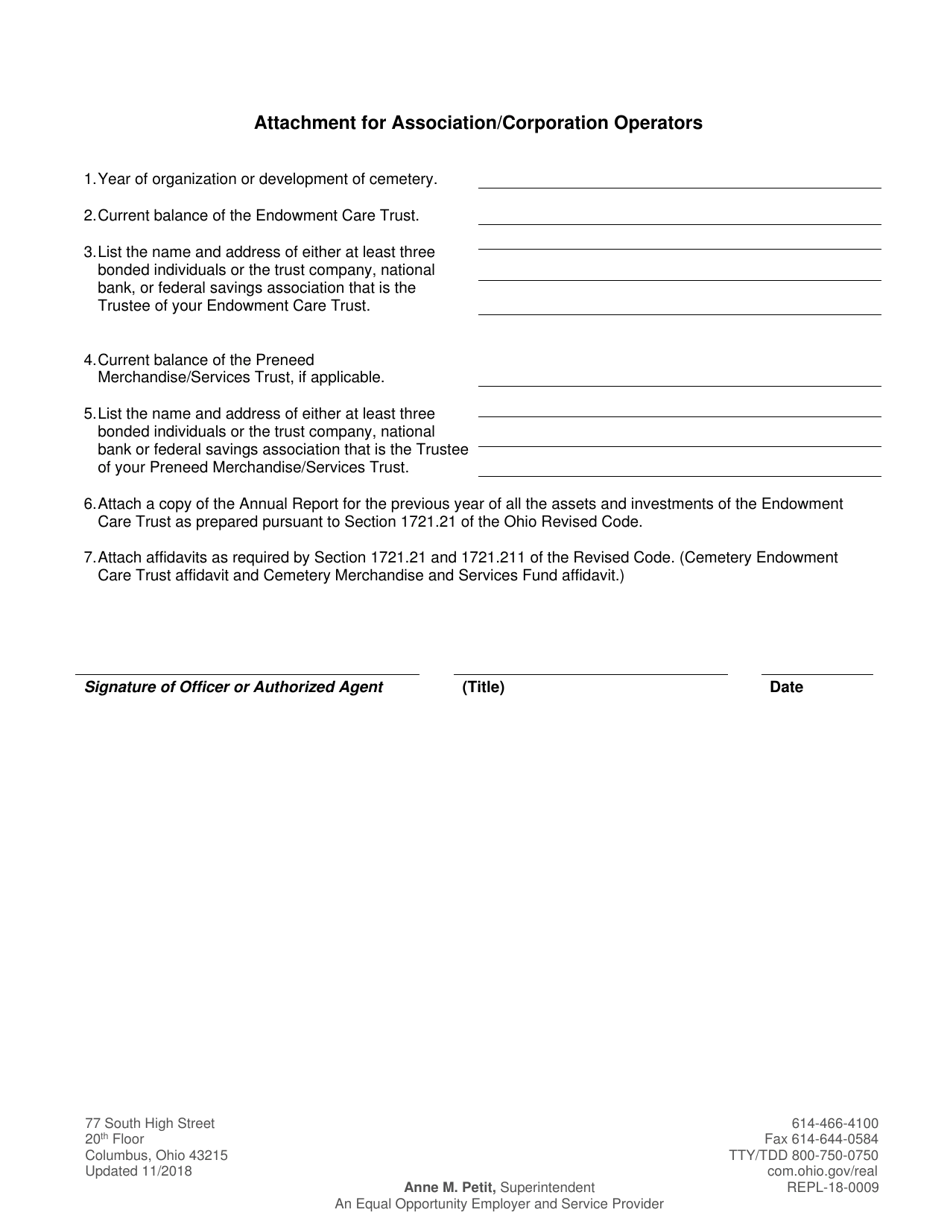 Form COM3662 Cemetery Registration Form - Ohio, Page 2
