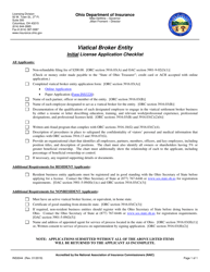 Document preview: Form INS3044 Viatical Broker Entity Initial License Application Checklist - Ohio