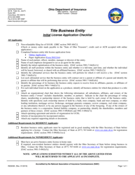Document preview: Form INS3038 Title Business Entity Initial License Application Checklist - Ohio