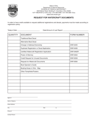 Document preview: Form DNR8560 Request for Watercraft Documents - Ohio