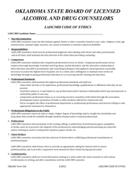 Document preview: OBLADC Form 216 Ladc/Mh Code of Ethics - Oklahoma