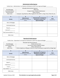 CACFP Monthly Expense Worksheet - Arizona, Page 2