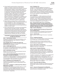 Instructions for Form DR-908 Insurance Premium Taxes and Fees Return - Florida, Page 3