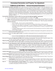 Instructions for Form HS-122 Homestead Declaration and Property Tax Adjustment Claim - Vermont, Page 2