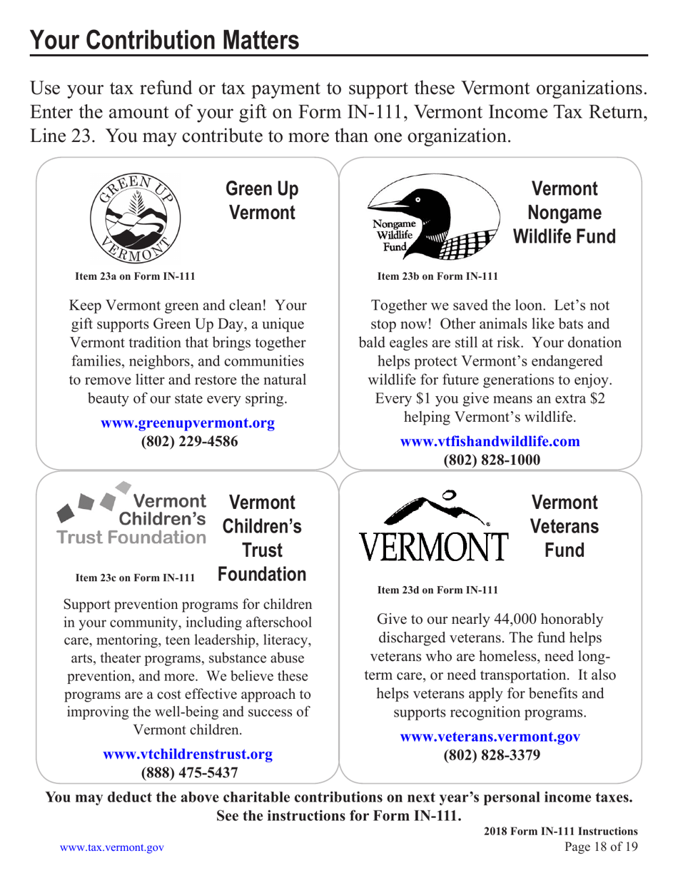 Instructions for Form IN-111 Vermont Income Tax Return - Virginia, Page 18