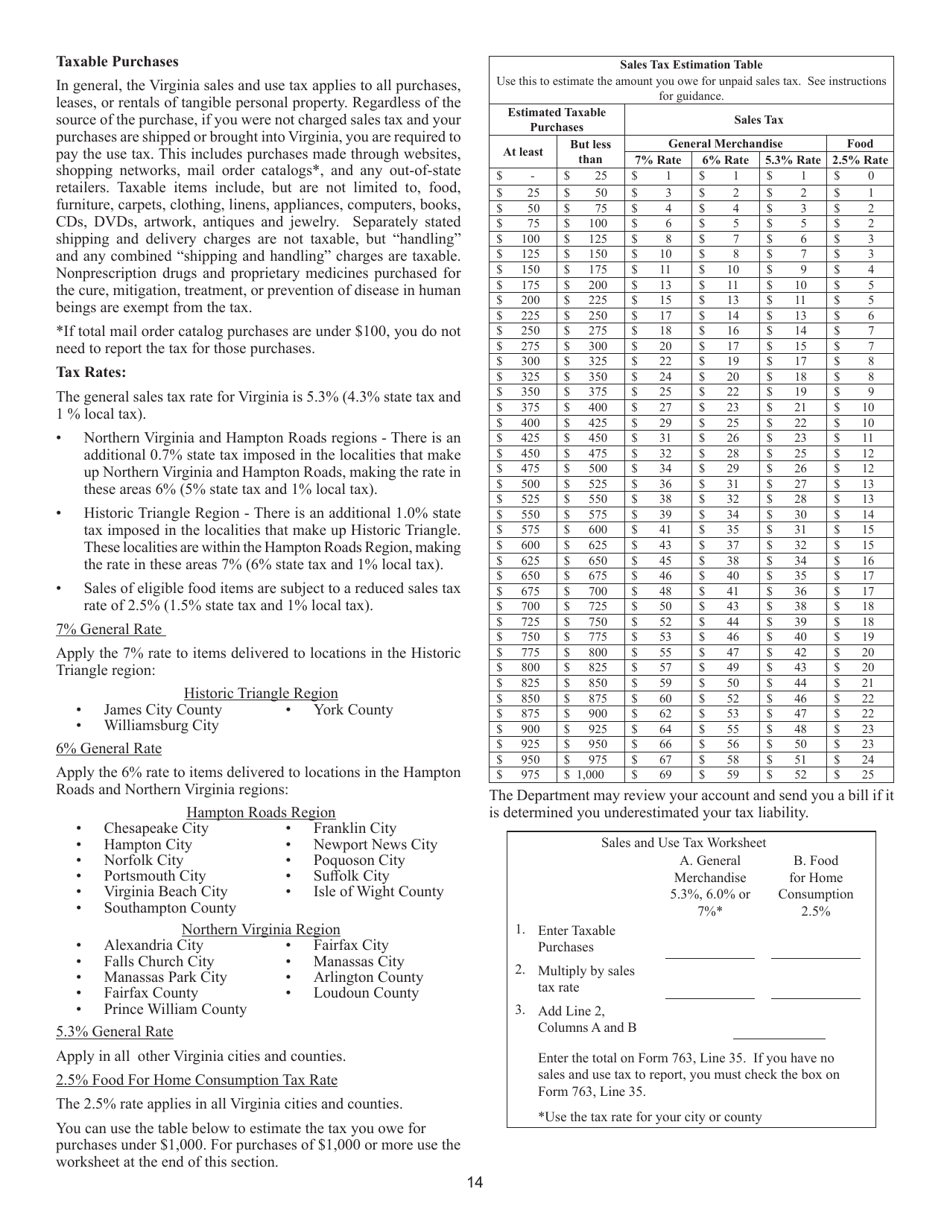 Instructions for Form 763 Nonresident Individual Income Tax Return - Virginia, Page 20
