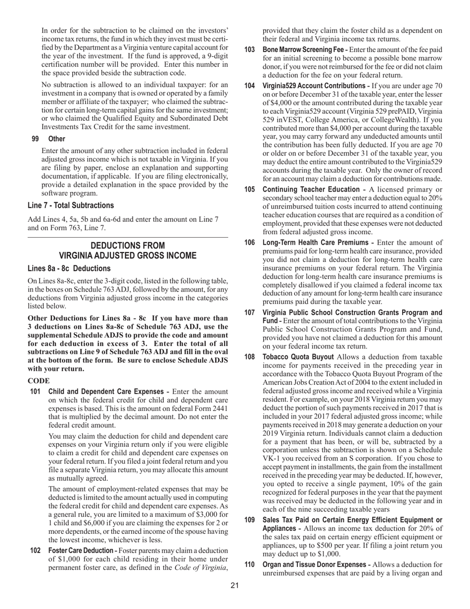 Instructions for Form 763 Nonresident Individual Income Tax Return - Virginia, Page 27
