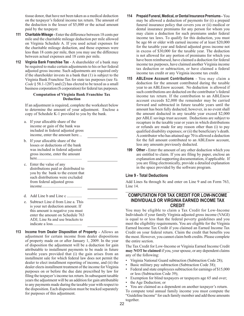 Instructions for Form 763 Nonresident Individual Income Tax Return - Virginia, Page 28