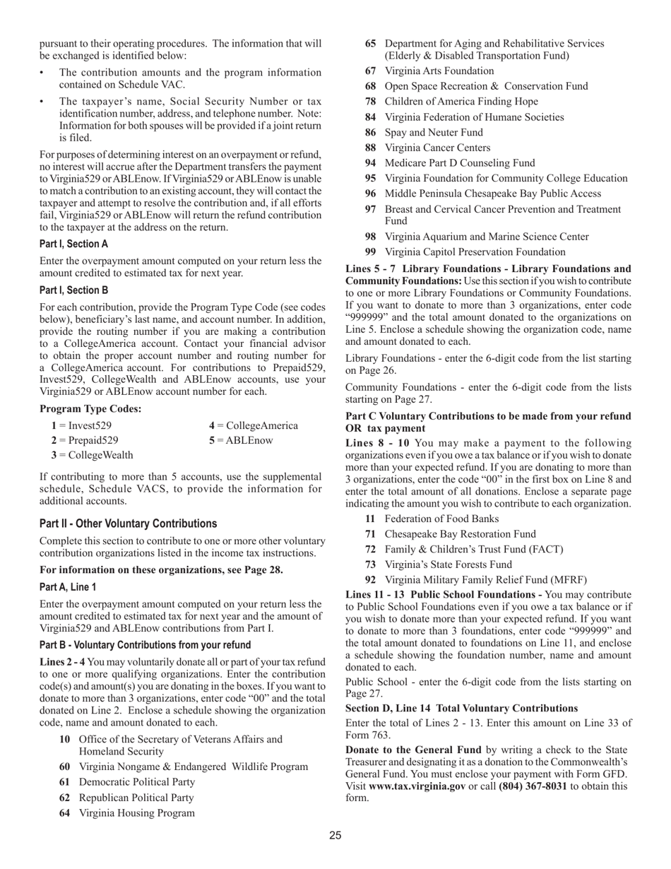 Instructions for Form 763 Nonresident Individual Income Tax Return - Virginia, Page 31