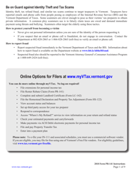Document preview: Instructions for Form PR-141 Vermont Renter Rebate Claim - Vermont