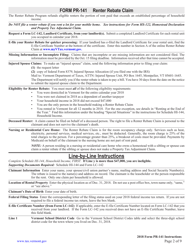Instructions for Form PR-141 Vermont Renter Rebate Claim - Vermont, Page 2
