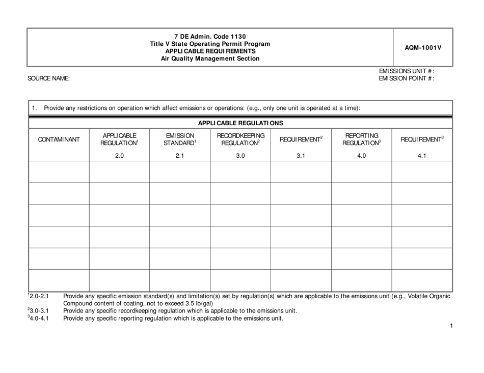 Form Aqm-1001v - Fill Out, Sign Online And Download Printable Pdf 