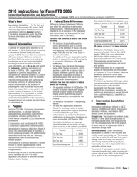 Instructions for Form FTB3885 Corporation Depreciation and Amortization - California