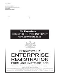 Form PA-100 Pa Enterprise Registration Form - Pennsylvania