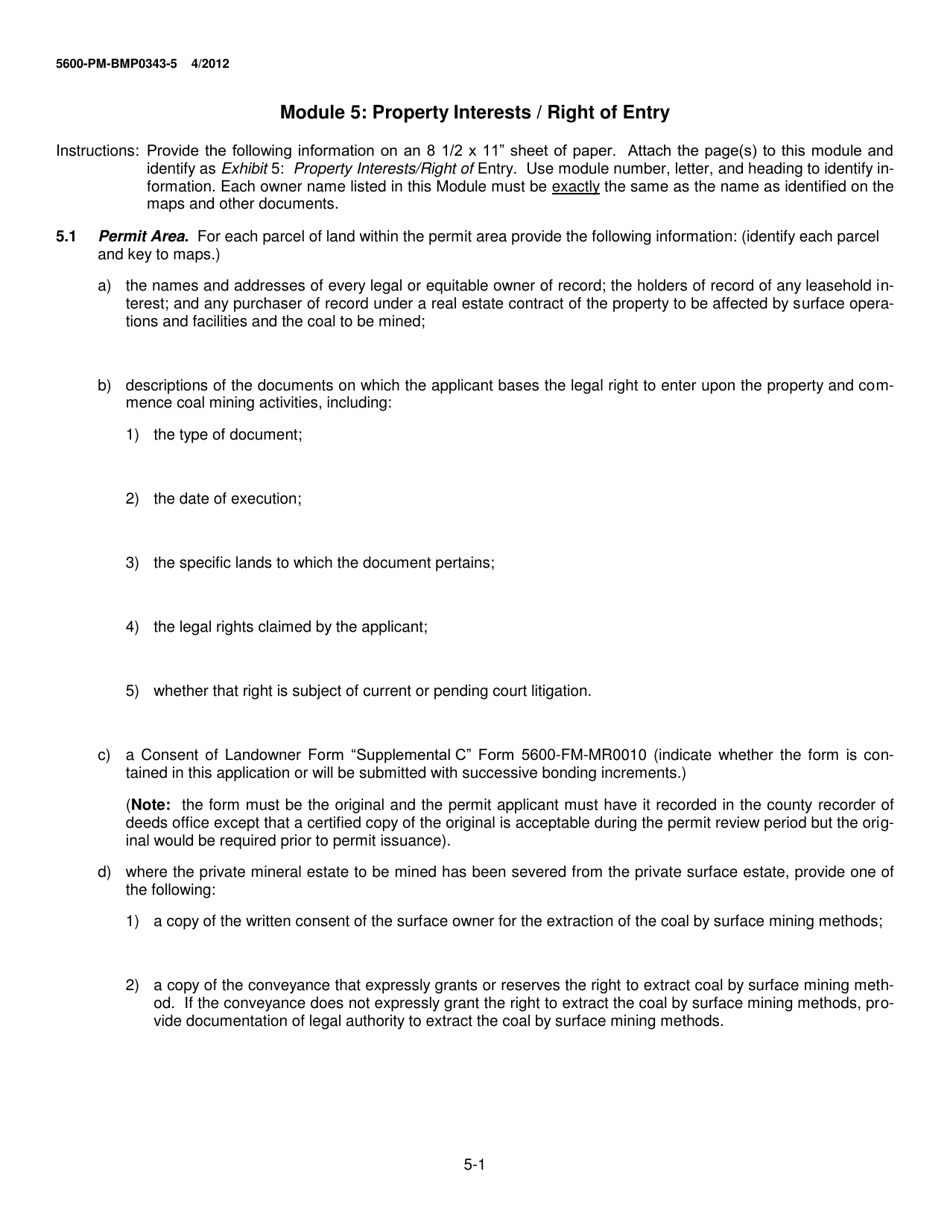 Form 5600-PM-BMP0343-5 Module 5: Property Interests / Right of Entry - Pennsylvania, Page 1