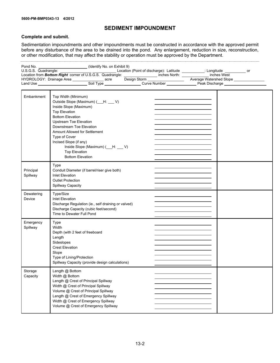 Form 5600-PM-BMP0343-13 Module 13: Treatment Facilities / Sedimentation Ponds / Dams and Impoundments - Pennsylvania, Page 2