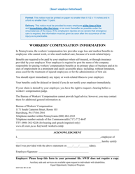 Document preview: Form SWIF-302 Workers' Compensation Information - Pennsylvania