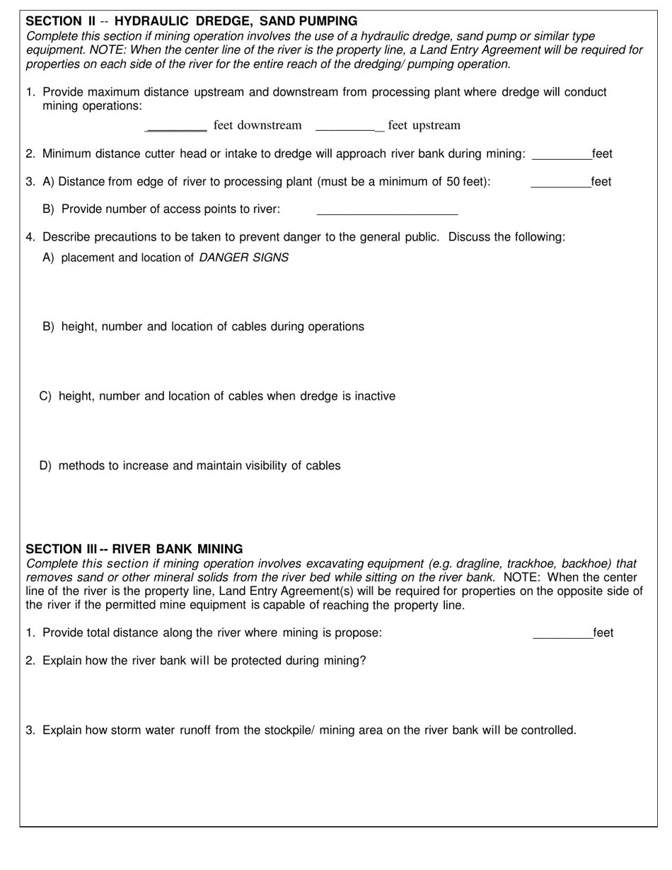 Mining Form MR-420SD Supplement to Application for a Mine Operating Permit Mining in Streams, Rivers, Lakes, Esturine  Ocean - South Carolina, Page 2