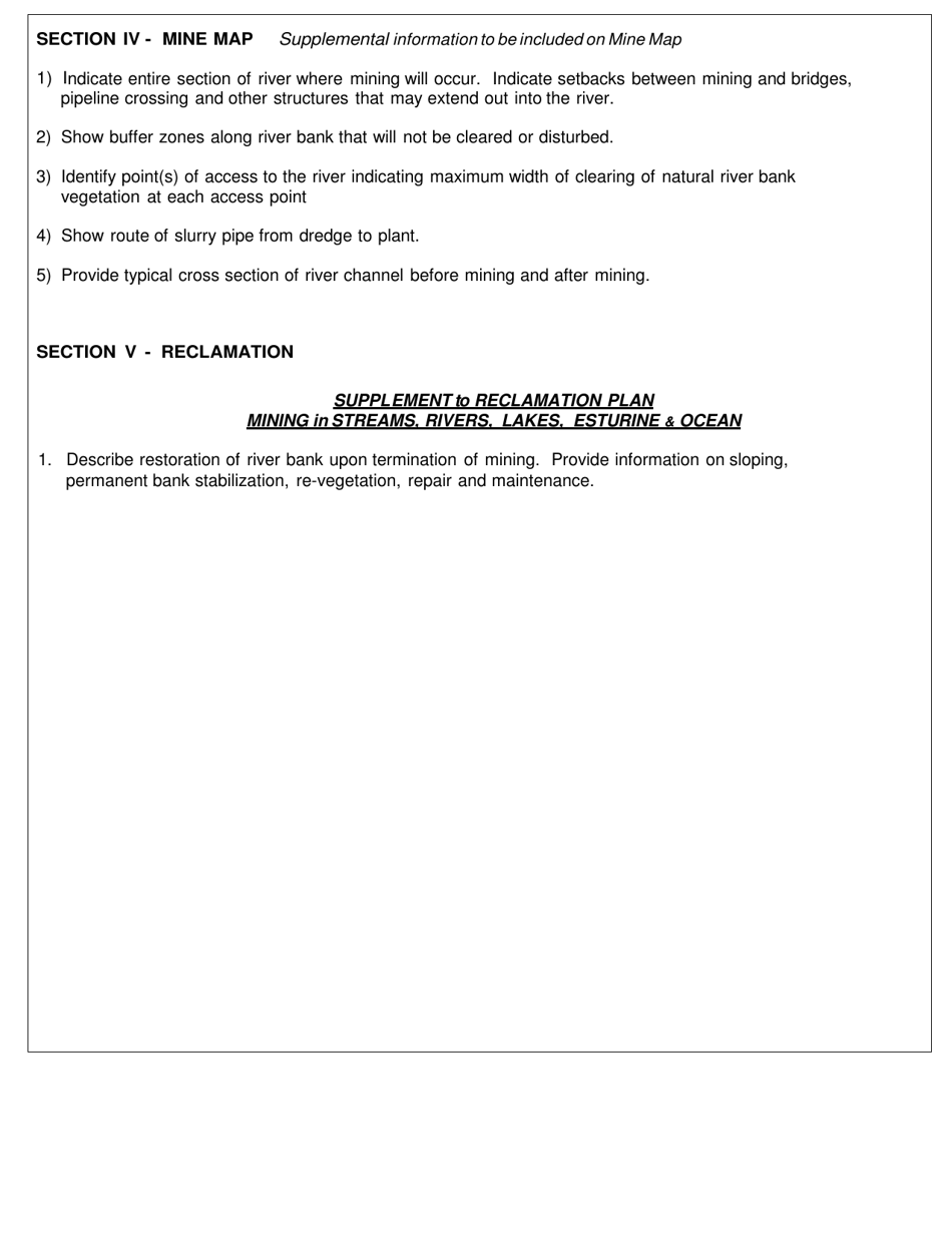 Mining Form MR-420SD Supplement to Application for a Mine Operating Permit Mining in Streams, Rivers, Lakes, Esturine  Ocean - South Carolina, Page 3