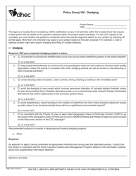 DHEC Form 0487 Dredging - South Carolina