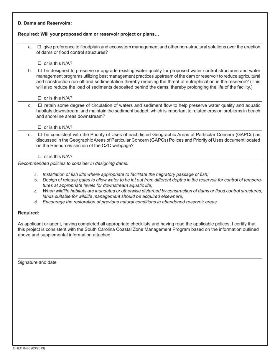 DHEC Form 0483 Public Services and Facilities - South Carolina, Page 4