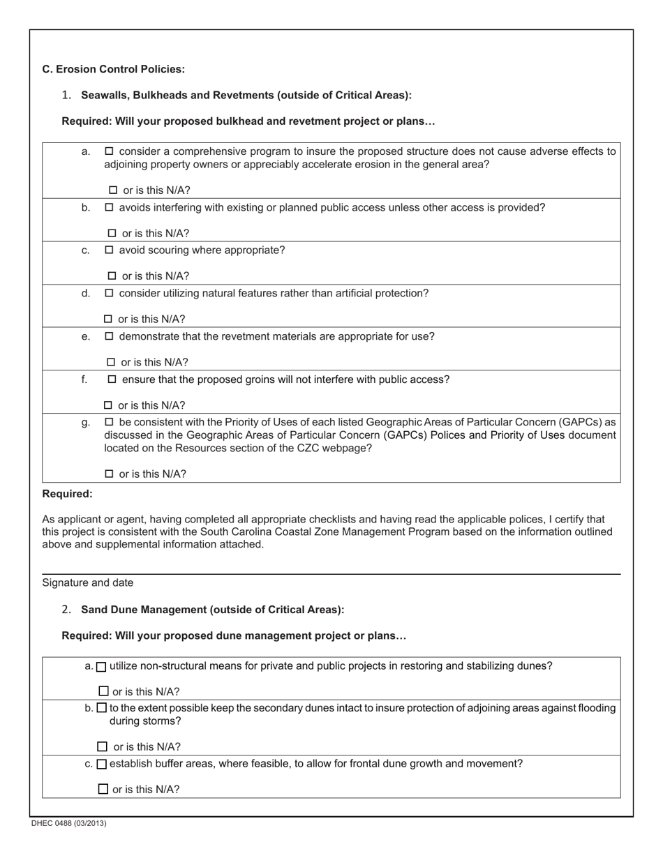 DHEC Form 0488 Erosion Control - South Carolina, Page 3