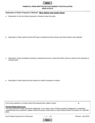 Parental Prior Written Notice/Consent for Evaluation - South Dakota, Page 3