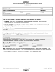 Parental Prior Written Notice/Consent for Evaluation - South Dakota, Page 4