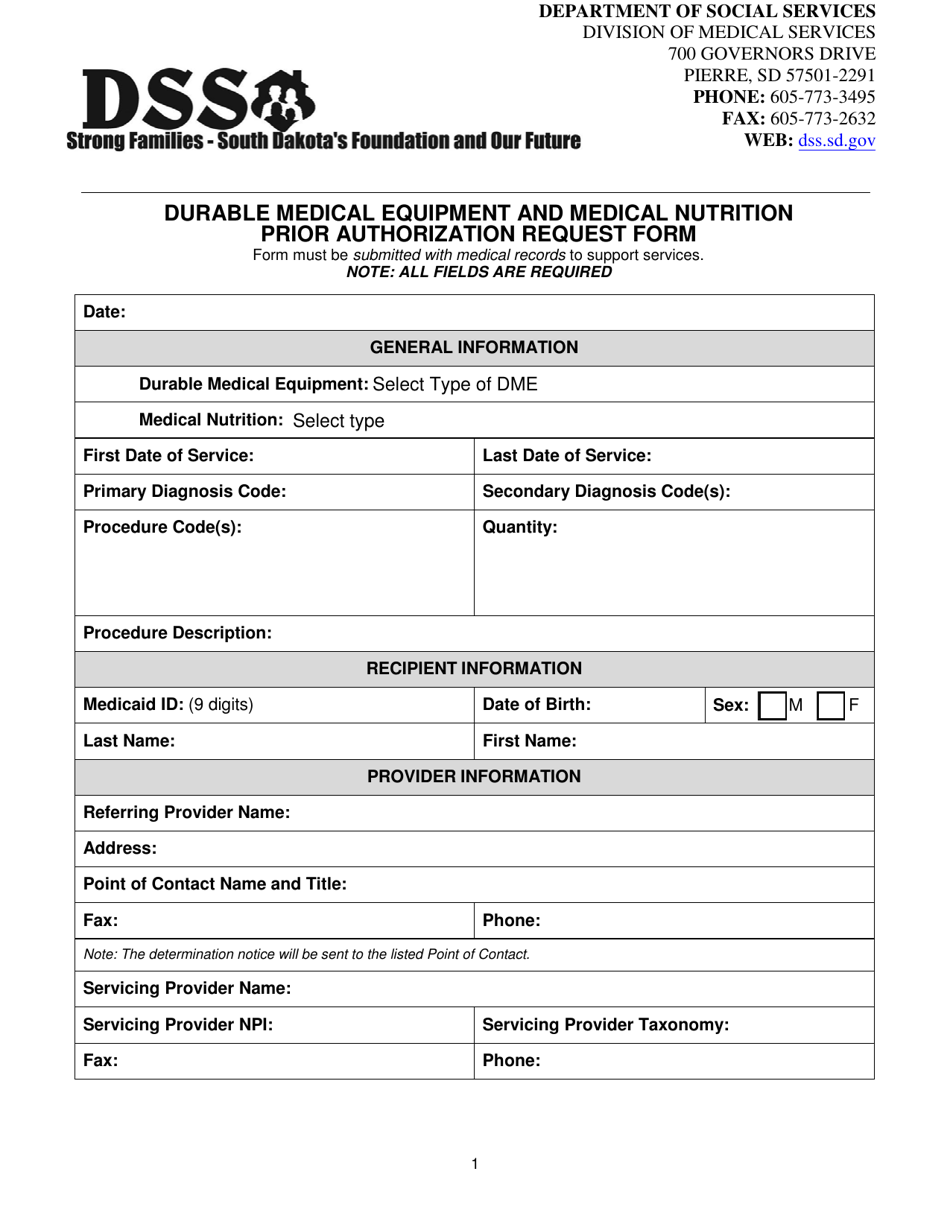Durable Medical Equipment Authorization Request Form Durable Medical Equipment Authorization Request Form