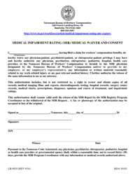 Document preview: Form LB-0929 Mir Medical Waiver and Consent Form - Tennessee