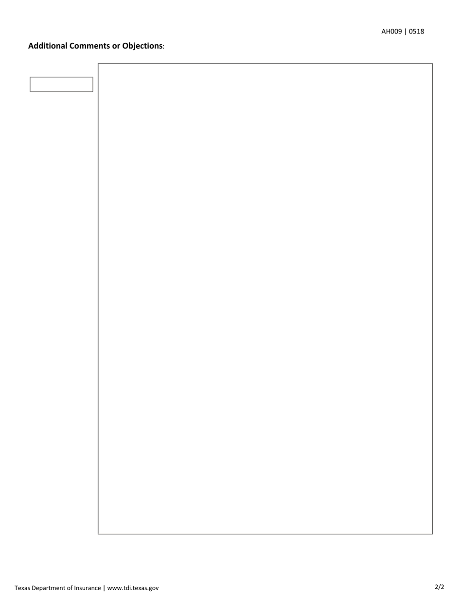 Form AH009 Group Health Specified Disease Checklist - Texas, Page 2
