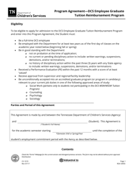 Document preview: Form CS-1019 Program Agreement - Dcs Employee Graduate Tuition Reimbursement Program - Tennessee