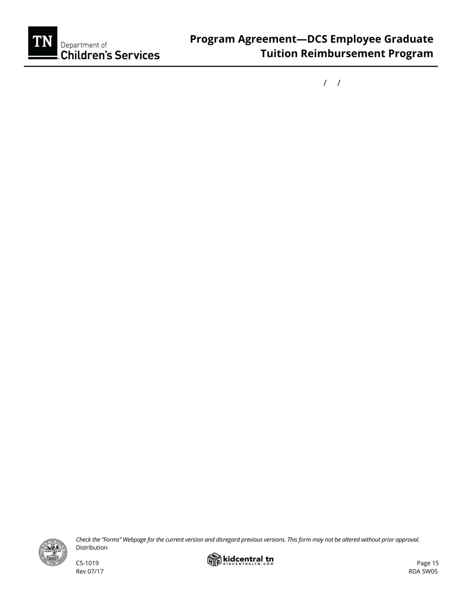 Form CS-1019 Program Agreement - Dcs Employee Graduate Tuition Reimbursement Program - Tennessee, Page 15