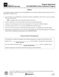 Form CS-0982 &quot;Program Agreement - Bsw-Bssw Tuition Assistance Program&quot; - Tennessee