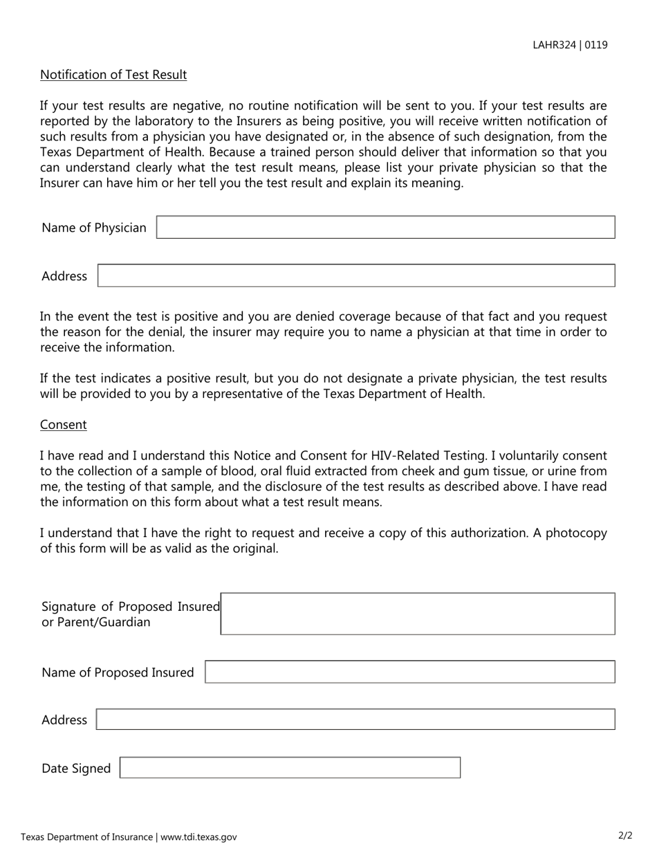 Form Lahr324 Download Fillable Pdf Or Fill Online Notice And Consent 