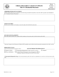Form TJJD-IVE-350 Child and Family Case Plan Update (Title IV-E Residential Placement) - Texas, Page 2