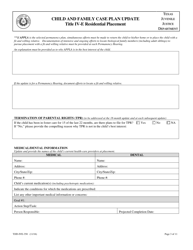 Form TJJD-IVE-350 Child and Family Case Plan Update (Title IV-E Residential Placement) - Texas, Page 3