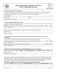 Form TJJD-IVE-350 Child and Family Case Plan Update (Title IV-E Residential Placement) - Texas, Page 9