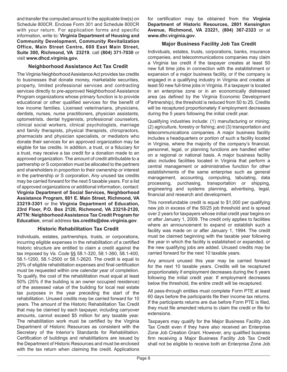 Instructions for Form 800 Insurance Premiums License Tax Return - Virginia, Page 10