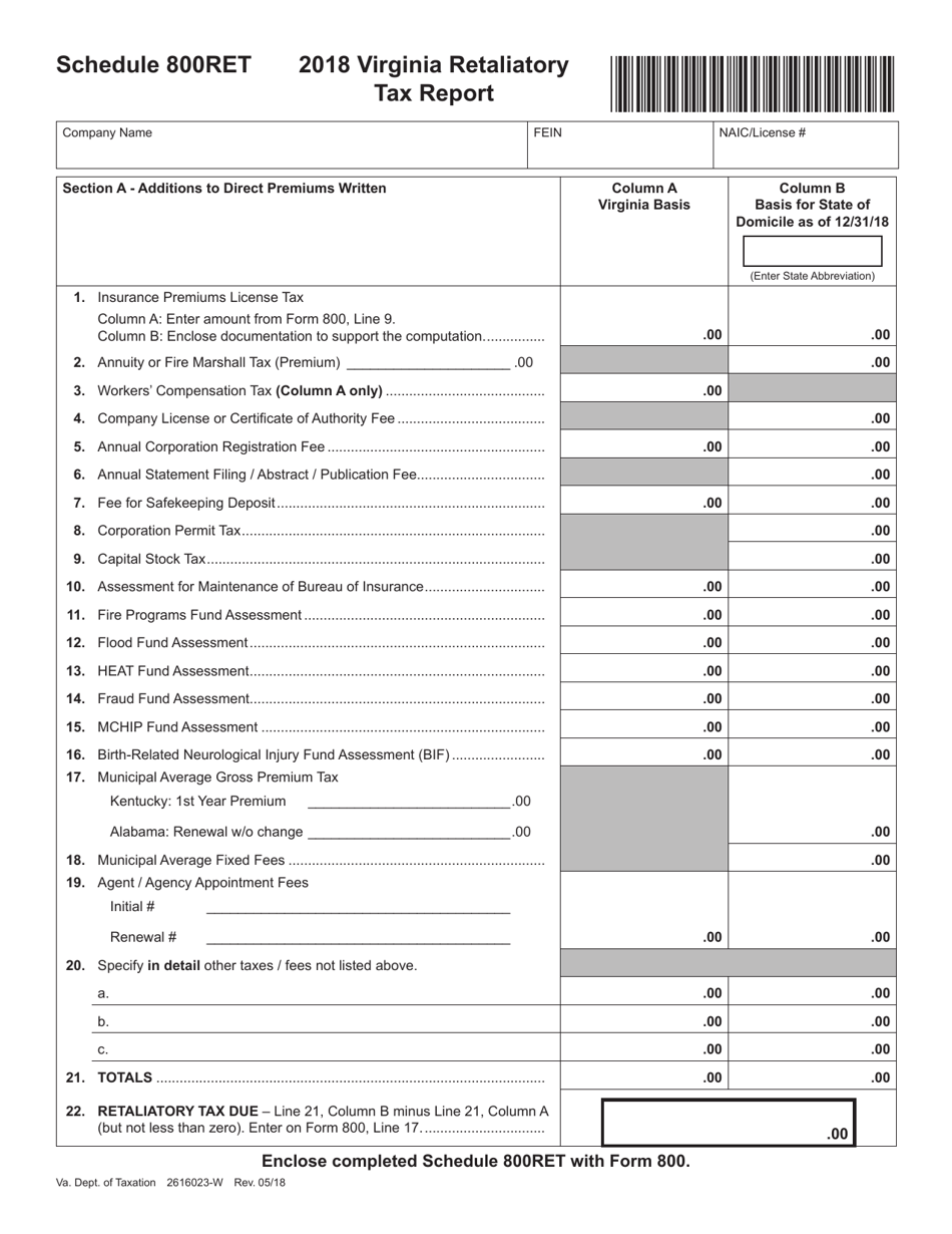 Form 800 Schedule 800RET - 2018 - Fill Out, Sign Online and Download ...