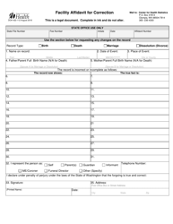 DOH Form 422-112 Facility Affidavit for Correction - Washington