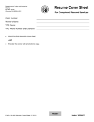 Document preview: Form F242-418-000 Resume Cover Sheet for Completed Resume Services - Washington