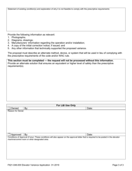 Form F621-048-000 Elevator Installation Variance Application - Washington, Page 3