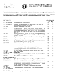 Form F622-013-000 Electric/Gas Conversion Pre-inspection Checklist - Washington