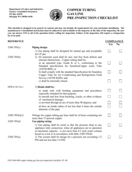 Form F622-046-000 Copper Tubing Gas Line Pre-inspection Checklist - Washington