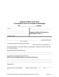 Form F700-118-000 Employer Petition to the Court for Minor Work Permit Under Age 14 - Washington, Page 3