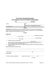 Form F700-118-000 Employer Petition to the Court for Minor Work Permit Under Age 14 - Washington, Page 5